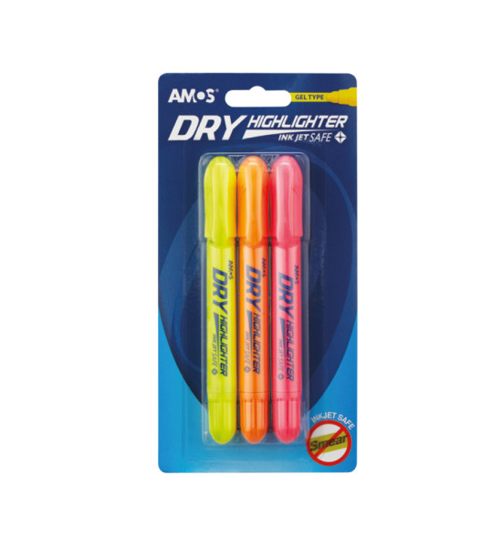 Resaltador Seco, Dry, Colores Neón, Blister x 3 Und.